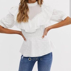 ASOS | white ruffle puff sleeve top